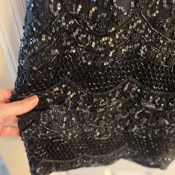 BRILLIANTE by JA Sequins Lace Formal Tiered Dress Black Sleeves Party Size Large - Picture 4 of 9